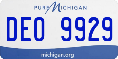 MI license plate DEO9929