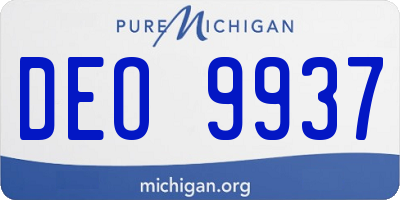 MI license plate DEO9937