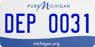 MI license plate DEP0031