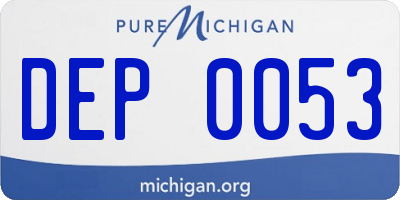 MI license plate DEP0053
