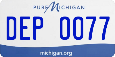 MI license plate DEP0077