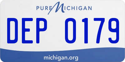 MI license plate DEP0179