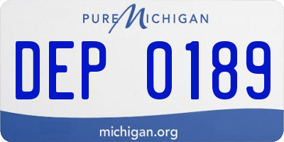 MI license plate DEP0189