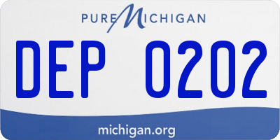 MI license plate DEP0202