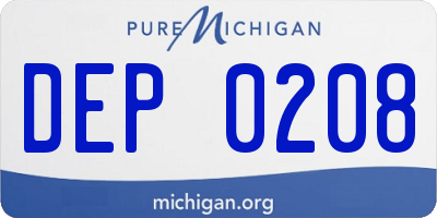 MI license plate DEP0208