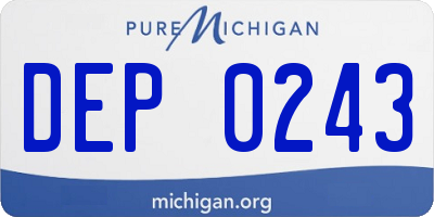MI license plate DEP0243