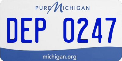 MI license plate DEP0247