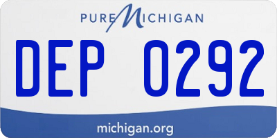 MI license plate DEP0292