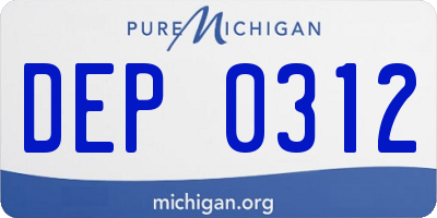 MI license plate DEP0312