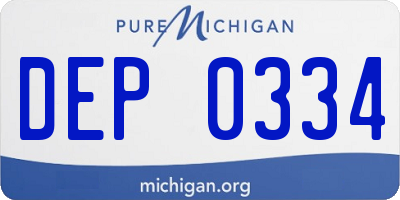 MI license plate DEP0334