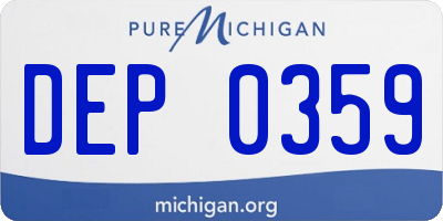MI license plate DEP0359