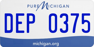 MI license plate DEP0375