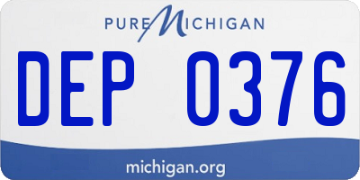 MI license plate DEP0376