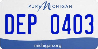 MI license plate DEP0403