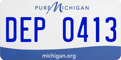 MI license plate DEP0413