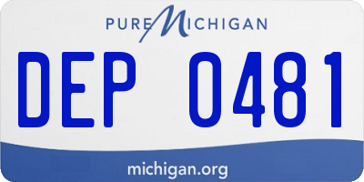 MI license plate DEP0481