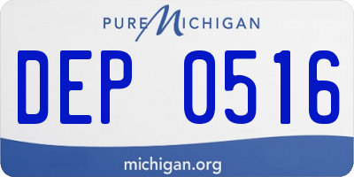 MI license plate DEP0516