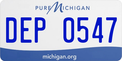 MI license plate DEP0547
