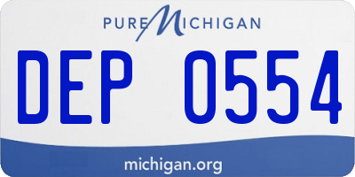 MI license plate DEP0554