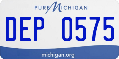 MI license plate DEP0575
