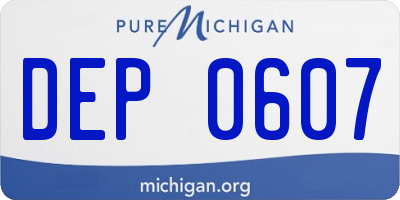 MI license plate DEP0607