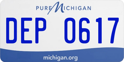 MI license plate DEP0617