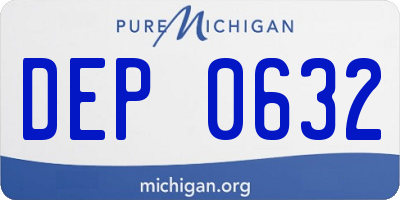 MI license plate DEP0632
