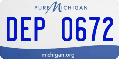 MI license plate DEP0672
