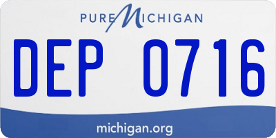 MI license plate DEP0716