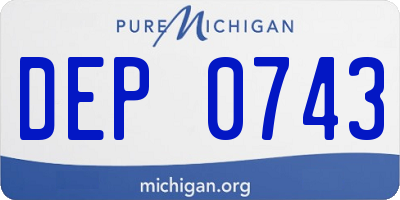 MI license plate DEP0743