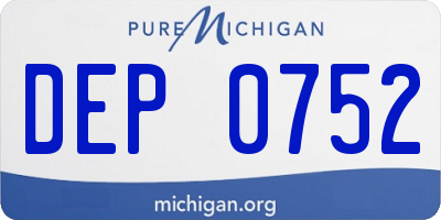MI license plate DEP0752