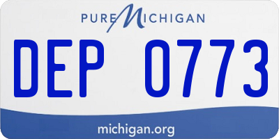 MI license plate DEP0773