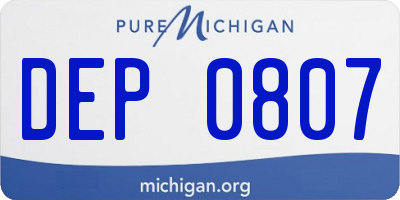 MI license plate DEP0807