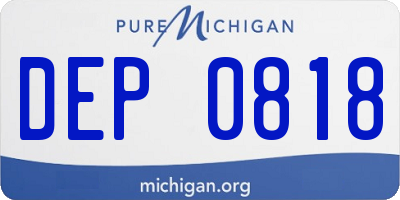 MI license plate DEP0818