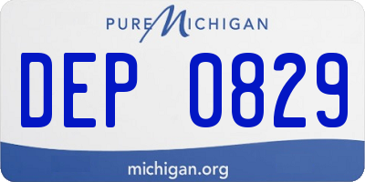 MI license plate DEP0829