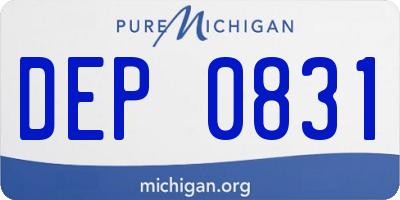 MI license plate DEP0831