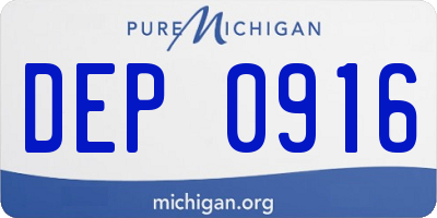 MI license plate DEP0916