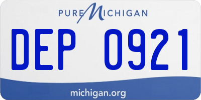 MI license plate DEP0921