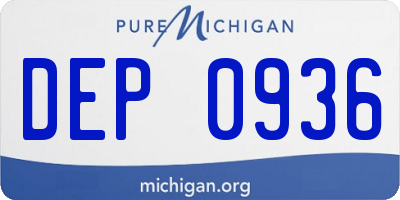 MI license plate DEP0936