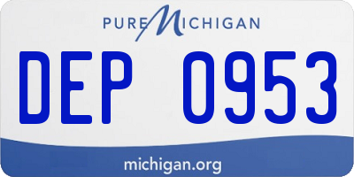 MI license plate DEP0953