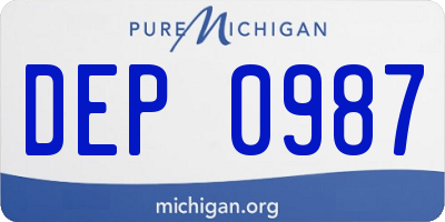 MI license plate DEP0987