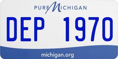 MI license plate DEP1970