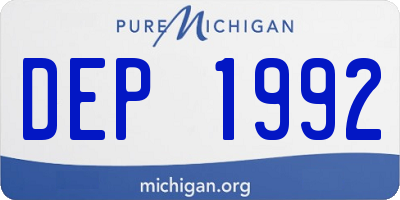 MI license plate DEP1992