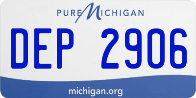 MI license plate DEP2906