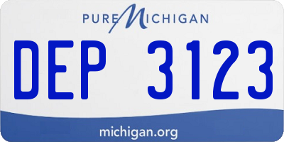 MI license plate DEP3123