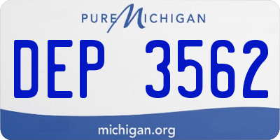 MI license plate DEP3562