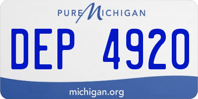 MI license plate DEP4920