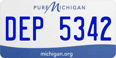 MI license plate DEP5342