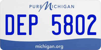 MI license plate DEP5802