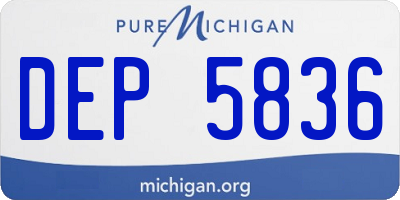 MI license plate DEP5836